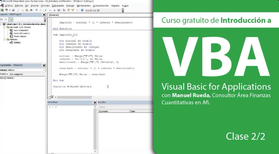 Curso gratuito en Visual Basic aplicado a Excel clase 2